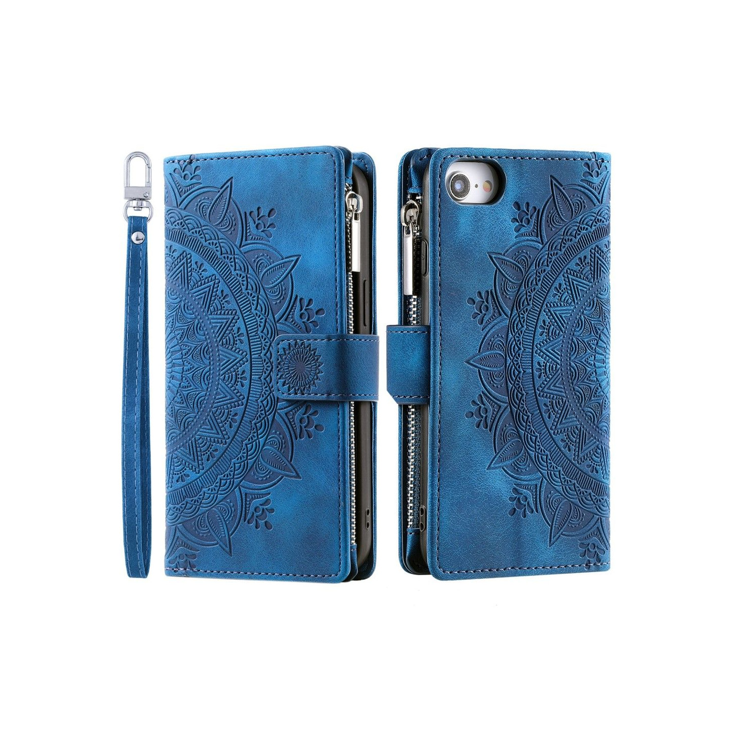 For iPhone 16e Wallet Case Cover Shell Mandala Flower Pattern