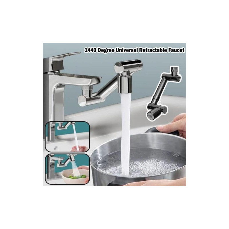 Faucet Extender 1440 - Degree Rotation Telescopic Tap Aerator Dual Gear