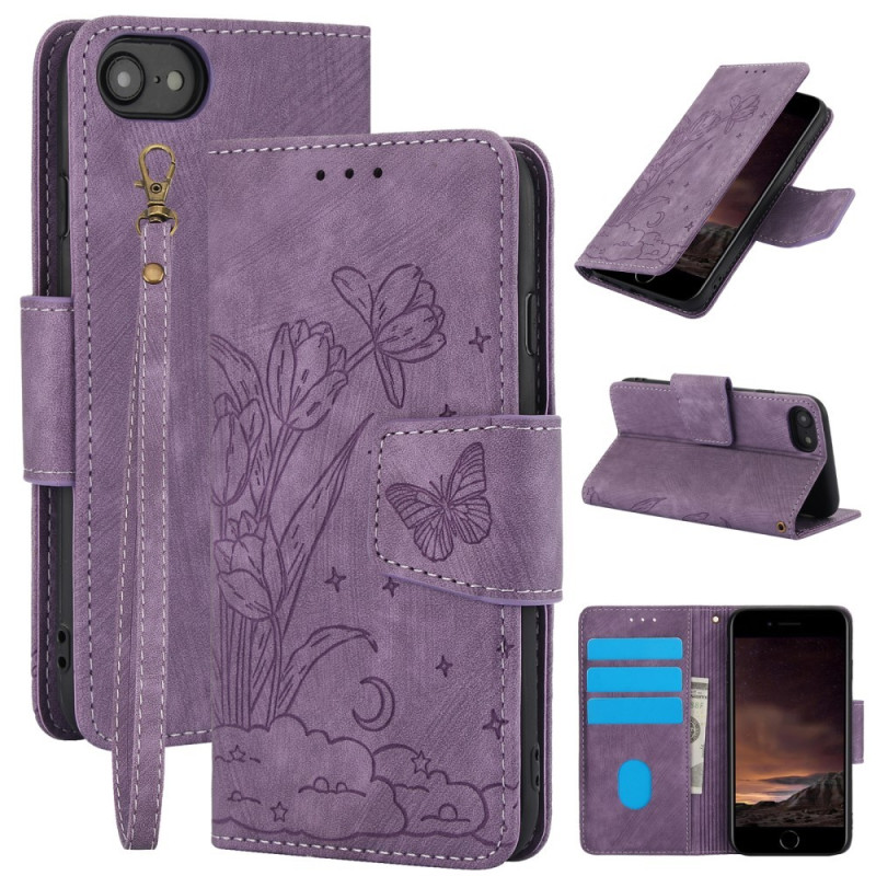 Til iPhone 16e Etui Sommerfugl Blomst Ridsefast Telefoncover