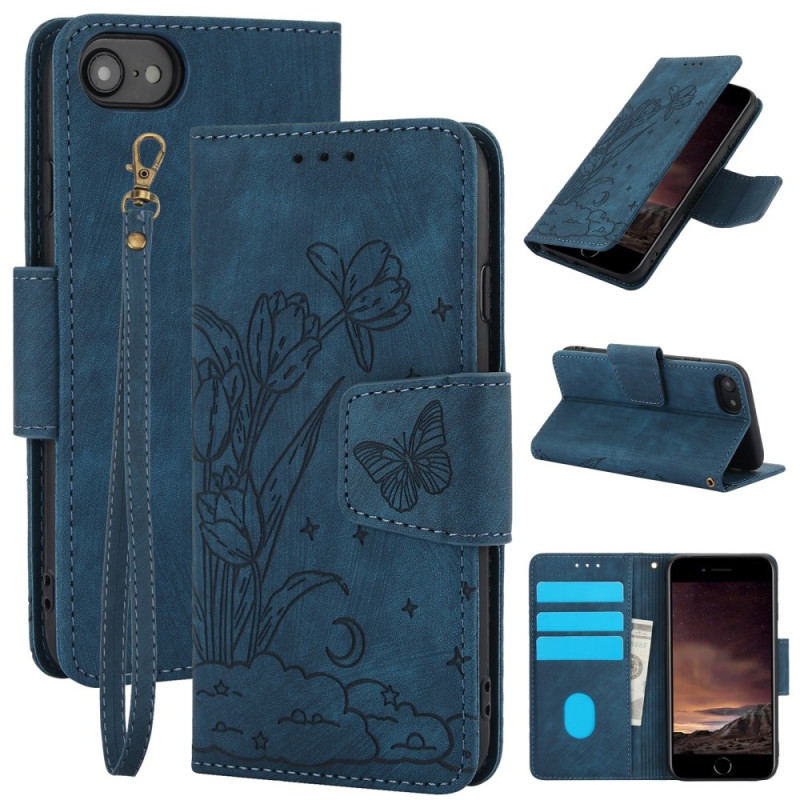 Til iPhone 16e Etui Sommerfugl Blomst Ridsefast Telefoncover