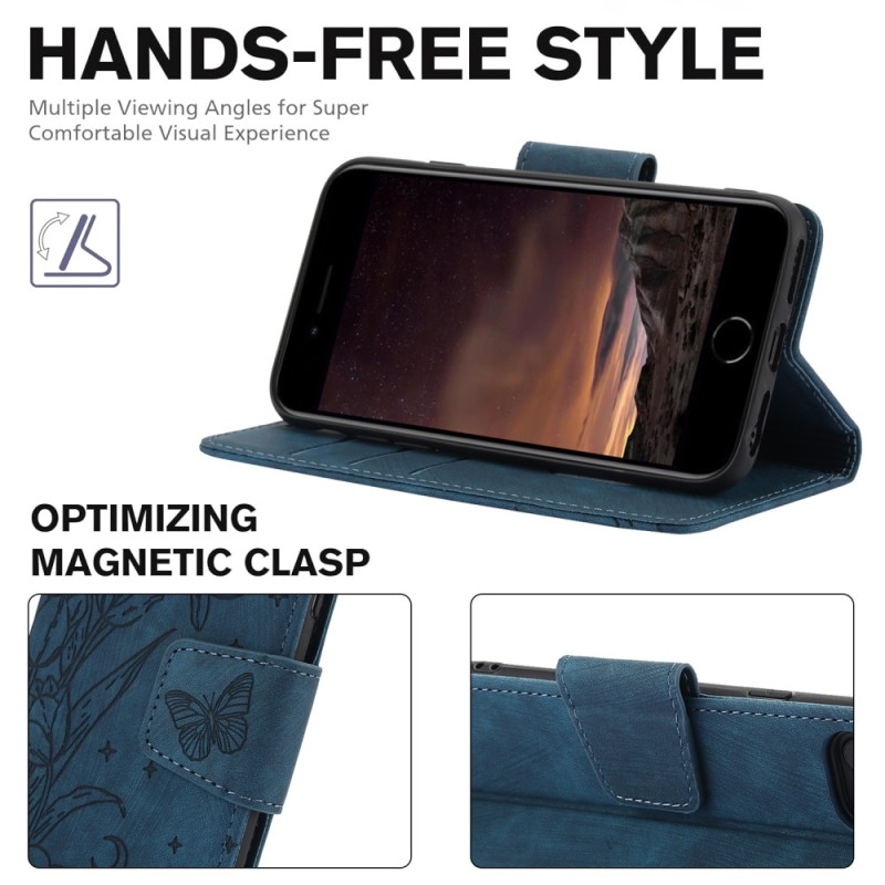 Til iPhone 17e / 16e Etui Sommerfugl Blomst Ridsefast Telefoncover