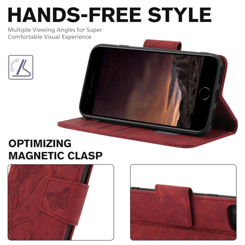 For iPhone 17e / 16e Etui Sommerfugl Blomst Ripebestandig Telefondeksel