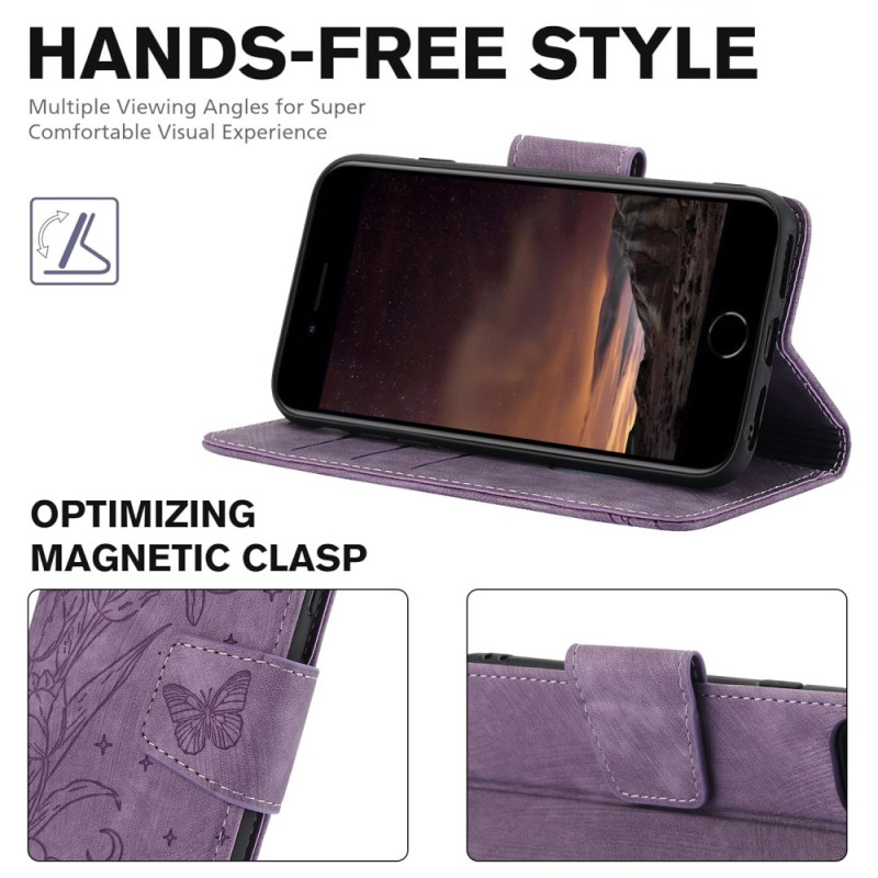 Til iPhone 16e Etui Sommerfugl Blomst Ridsefast Telefoncover