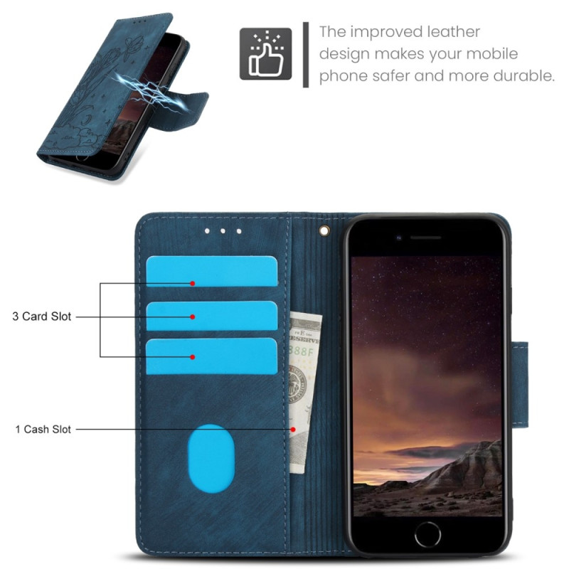 For iPhone 17e / 16e Etui Sommerfugl Blomst Ripebestandig Telefondeksel