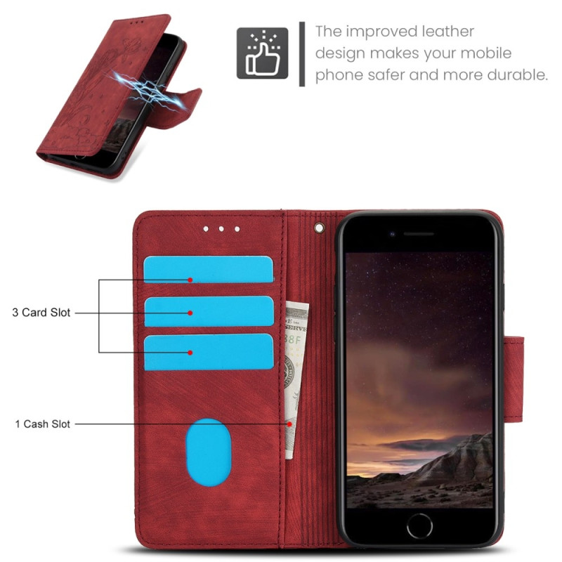 For iPhone 16e Etui Sommerfugl Blomst Ripebestandig Telefondeksel