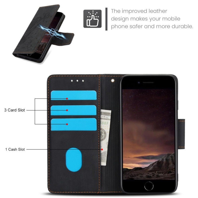 Til iPhone 17e / 16e Etui Sommerfugl Blomst Ridsefast Telefoncover