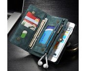 CASEME iPhone 6s 6 Plus Retro Split läder plånboksfodral Blå
