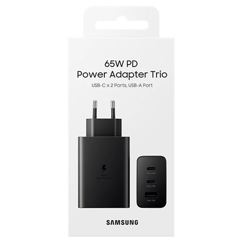 Samsung Fast Charger Trio 65W EP-T6530NBEGEU Sort