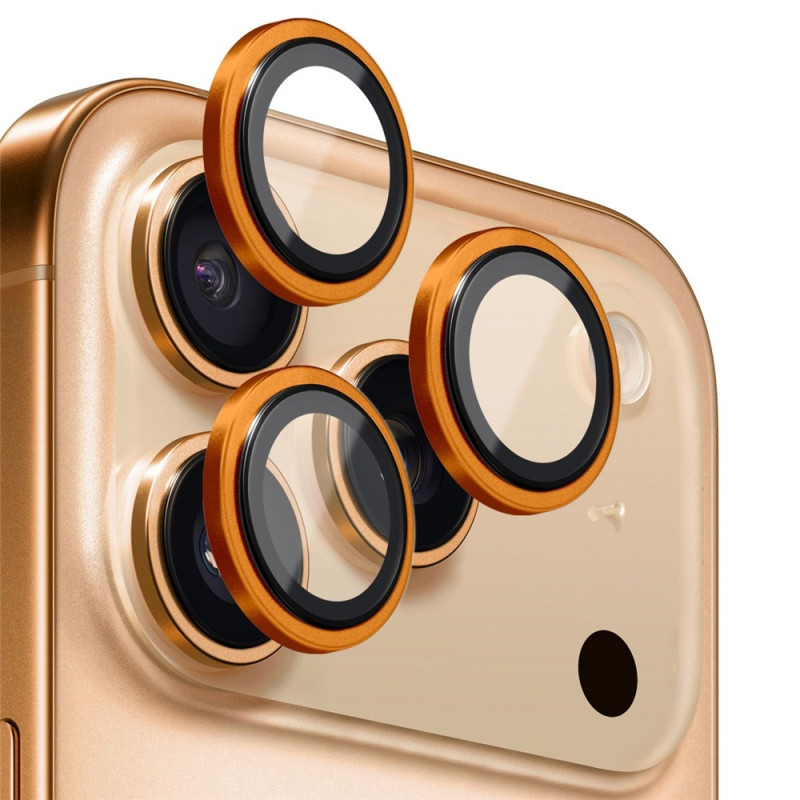 NORTHJO Til iPhone 17 Pro Max / iPhone 17 Pro Kameralinsebeskytter Hærdet Glas Metalring - Orange