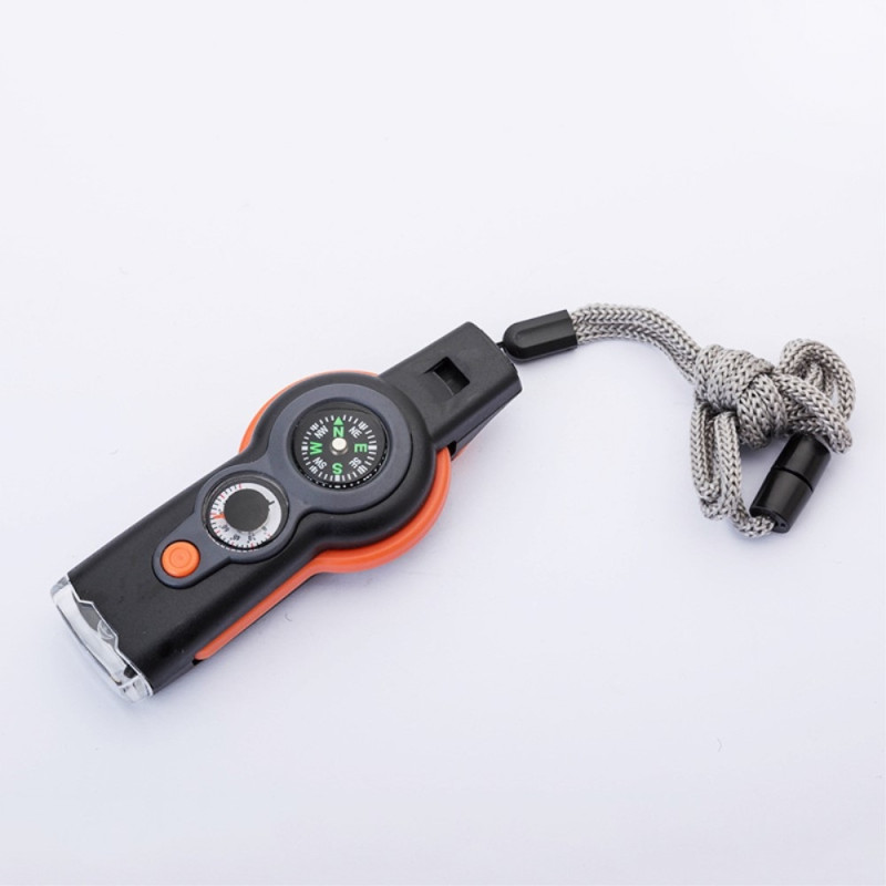 7-in-1 Whistle Survival Whistle kompassilla / LED-valolla / suurennuslasilla
