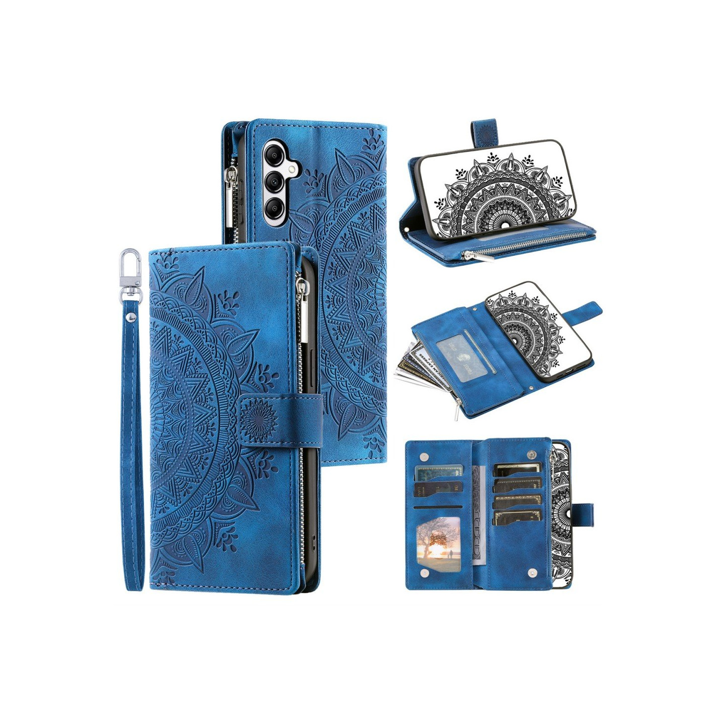 Samsung Galaxy A26 / A16 -lompakkokotelon kuoren kuoren Mandala-kukkakuvio