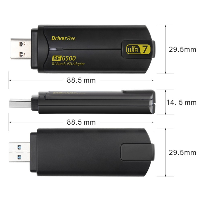 BE6500 Driver gratis 6500M Tri Band WiFi 7 USB 3.0 trådløs nettverkskortadapter