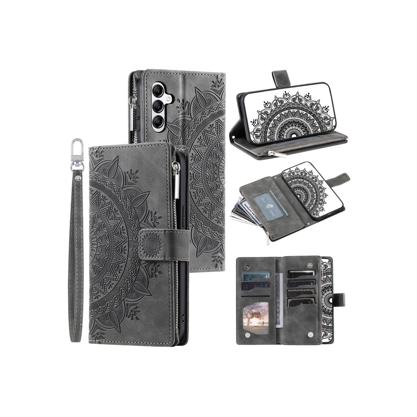 For Samsung Galaxy A26 / A16 Lommebok Deksel Shell Mandala Blomstermønster