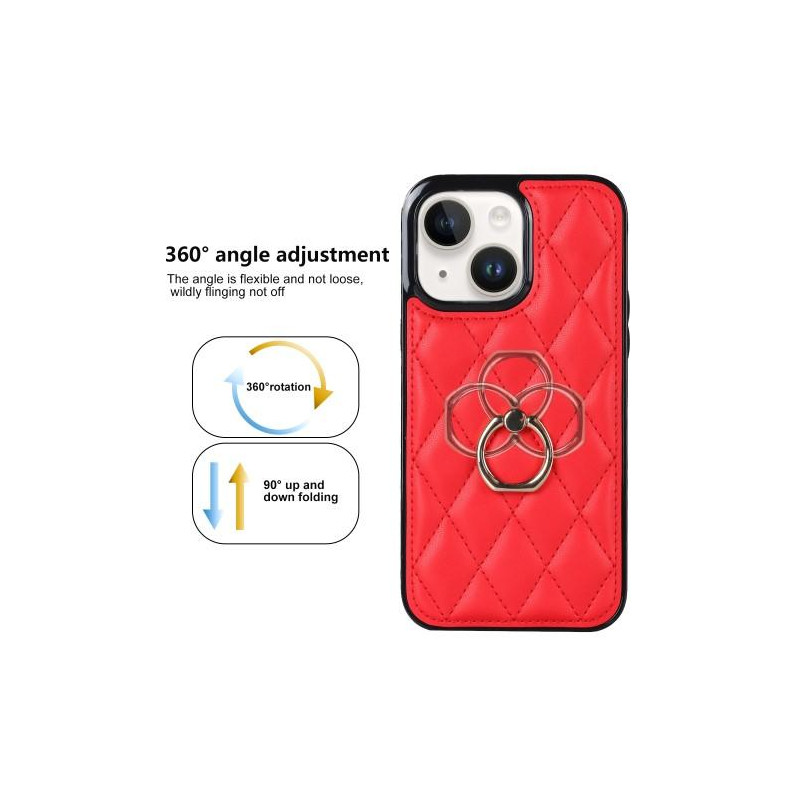 iPhone 14 Case Rhombus Grid Pattern Takakannen Rengastuki - Punainen