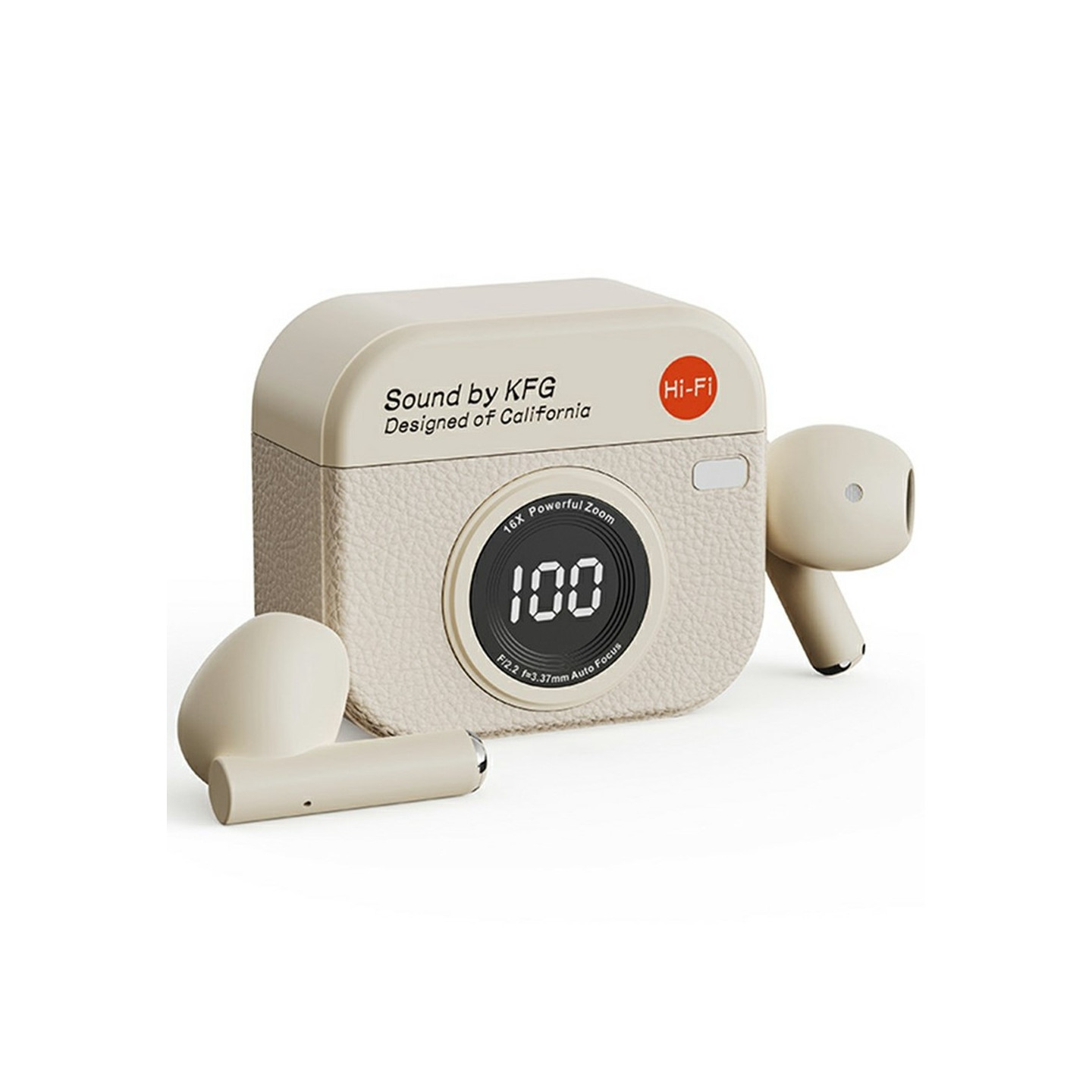 Retro kameradesign Bluetooth-hovedtelefoner Støjreduktion In-Ear-hovedtelefoner - Hvid