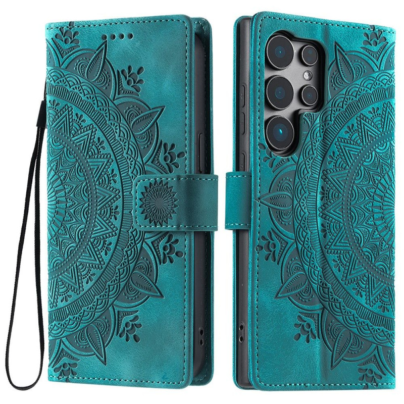 For Samsung Galaxy S25 Ultra Lommebok Deksel Shell Mandala Blomstermønster