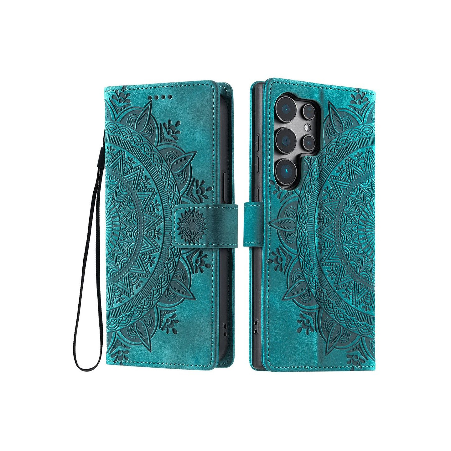 For Samsung Galaxy S25 Ultra Lommebok Deksel Shell Mandala Blomstermønster