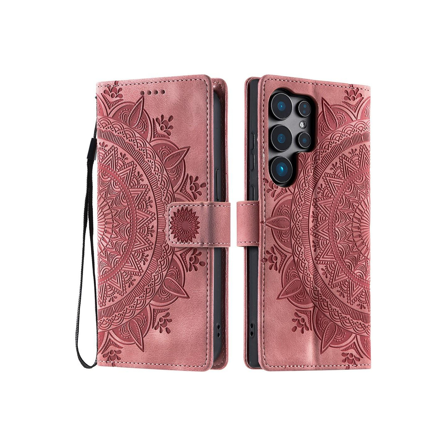 For Samsung Galaxy S25 Ultra Lommebok Deksel Shell Mandala Blomstermønster