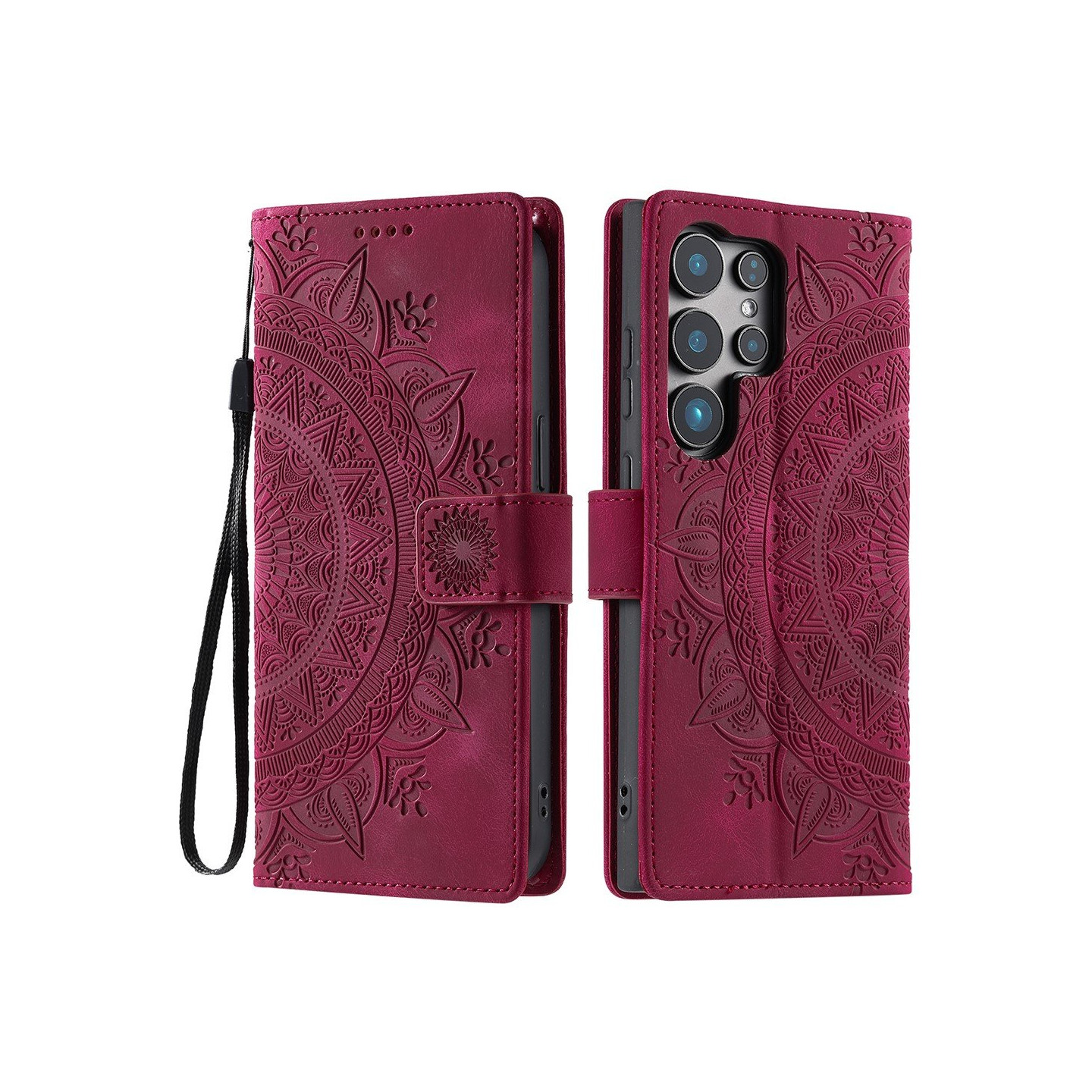 For Samsung Galaxy S25 Ultra Lommebok Deksel Shell Mandala Blomstermønster