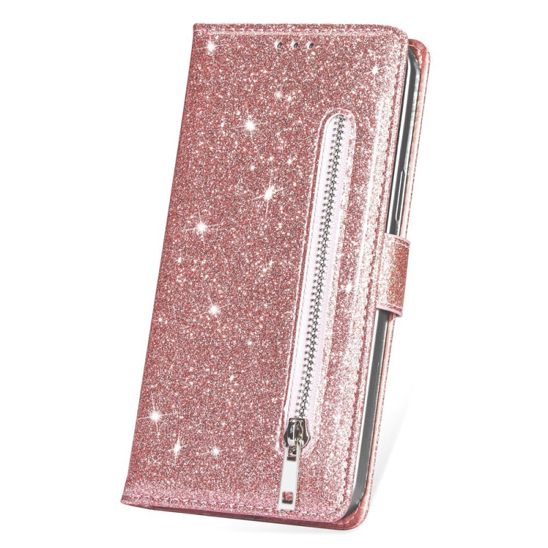 For Samsung Galaxy S25 Ultra Stand Case Glitter Phone Leather Cover Zipper Pocket