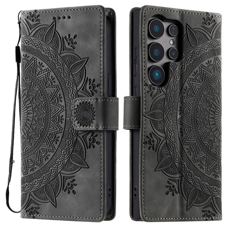 For Samsung Galaxy S25 Ultra Wallet Case Cover Shell Mandala Flower Pattern