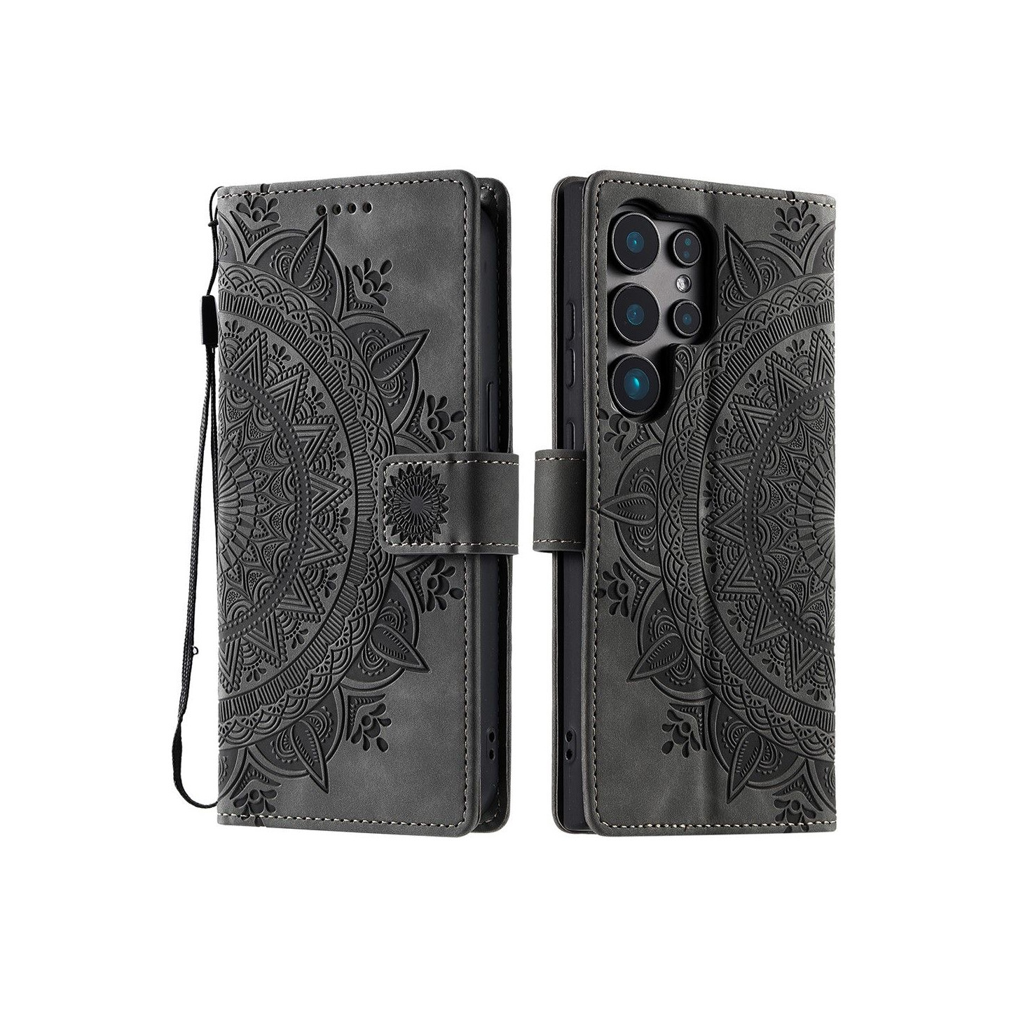 Samsung Galaxy S25 Ultra -lompakkokotelon kuoren kuoren Mandala-kukkakuvio