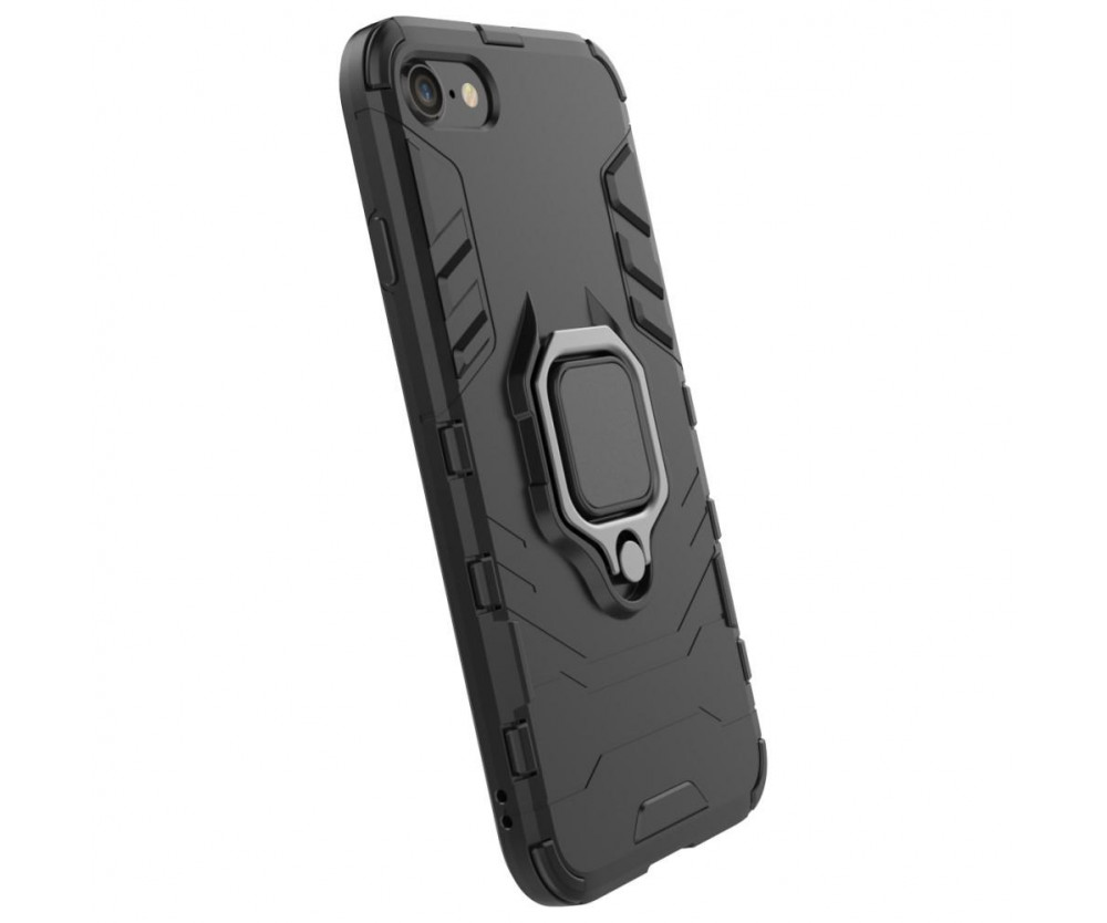 Till iPhone SE/8/7/6/6S Hybrid skal med Finger Ring - Svart