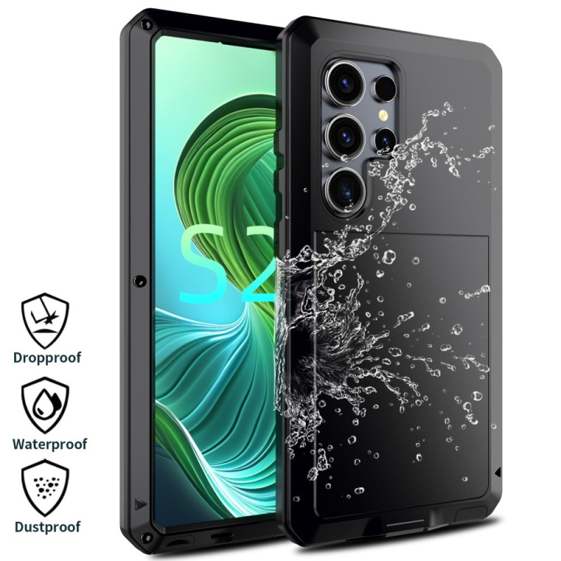 Samsung Galaxy S25 Ultra Heavy Duty silikon + metalldeksel Shell + herdet glass