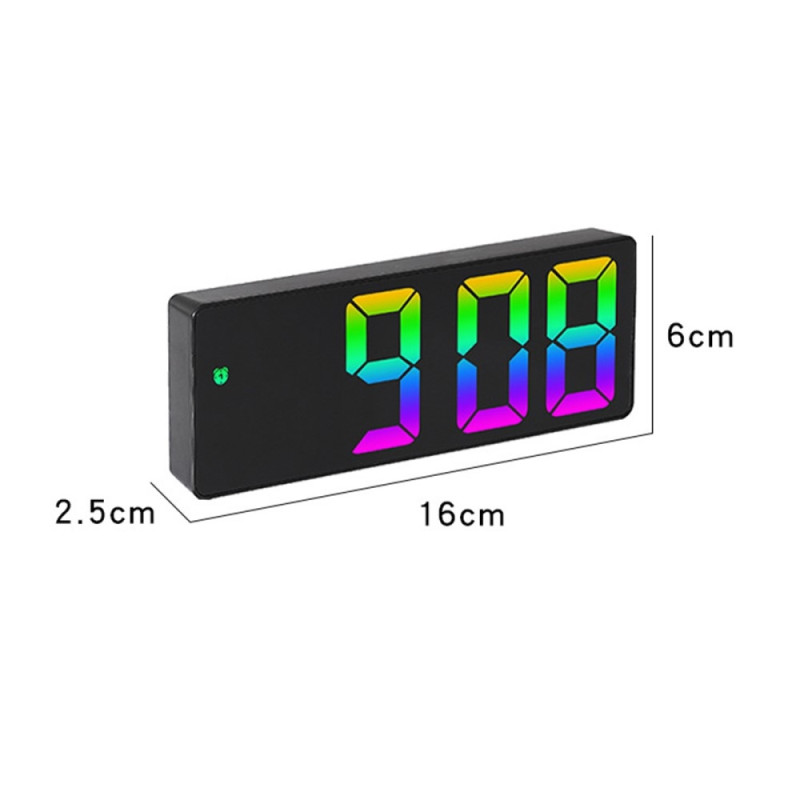 LED Klokke Elektronisk Digital Vekkerklokke Fargerik 12/24H - Style C