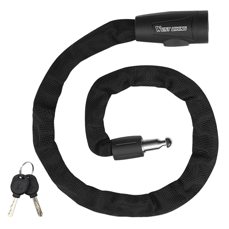 WEST BIKING Polkupyörä Sähköpyörä Mopo Teräslukko Polkupyörän Lukko Ketjulukko 70cm Varkaussuoja MTB