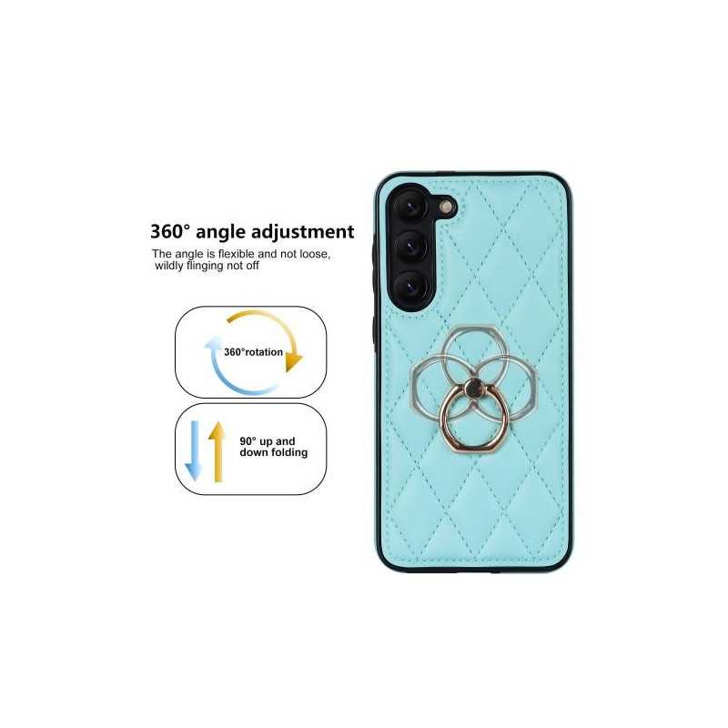 Samsung Galaxy S23 Rhombus Rhombus Mønster Deksel FingerRing - Himmelblå