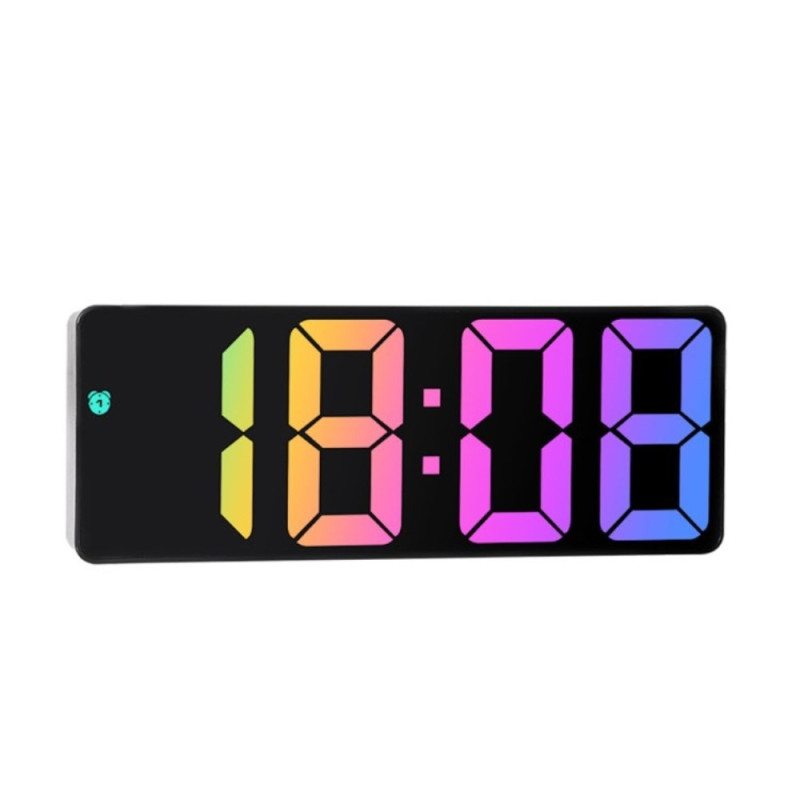 LED Clock Electronic Digital Alarm Colorful Desktop 12 / 24H - Style B