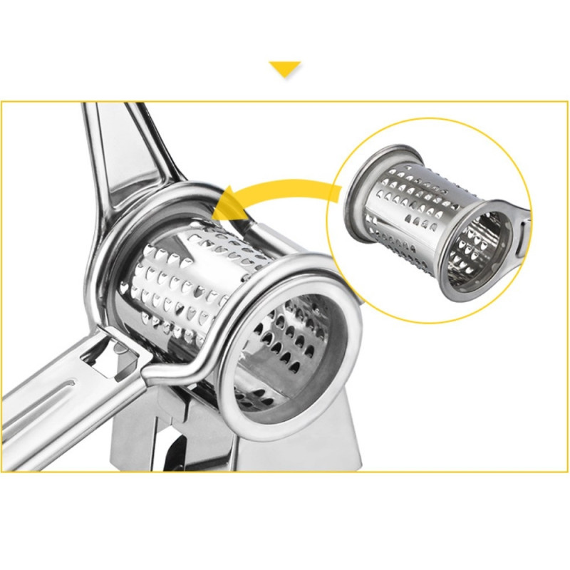 Hand Rotating Rotary Grater Slicer Stainless Steel Cheese Grater