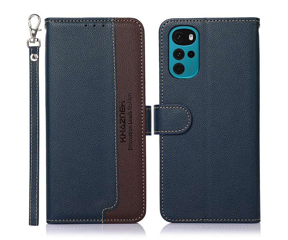 KHAZNEH Motorola Moto G22 / Moto E32s 4G Plånboksfodral - Blå/Brun