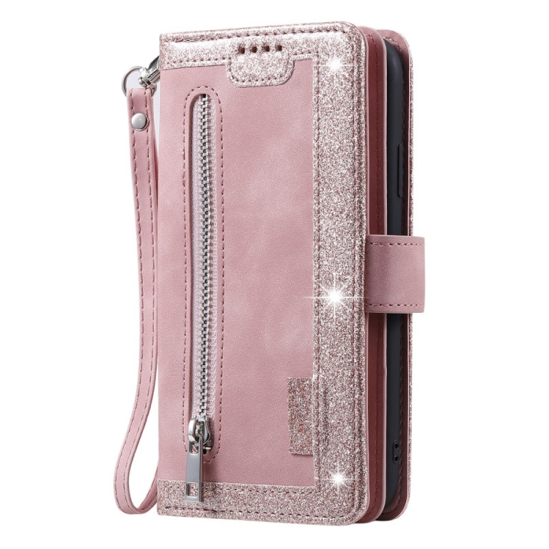 For Samsung Galaxy S25+ 5G Case Zipper Pocket PU Leather Phone Cover with 9 Card Slots