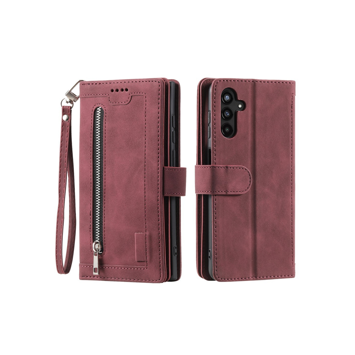 Til Samsung Galaxy S25+ 5G Etui med Lynlåslomme og 9 Kortlommer