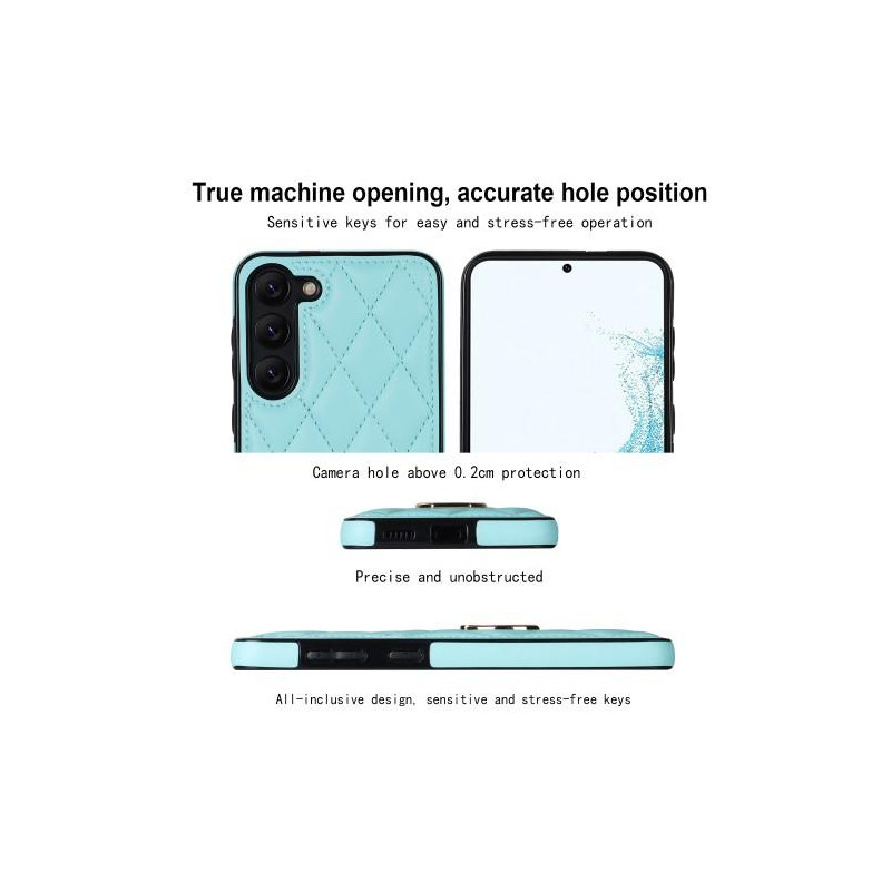 Samsung Galaxy S23 Rhombus Rhombus Mønster Deksel FingerRing - Himmelblå