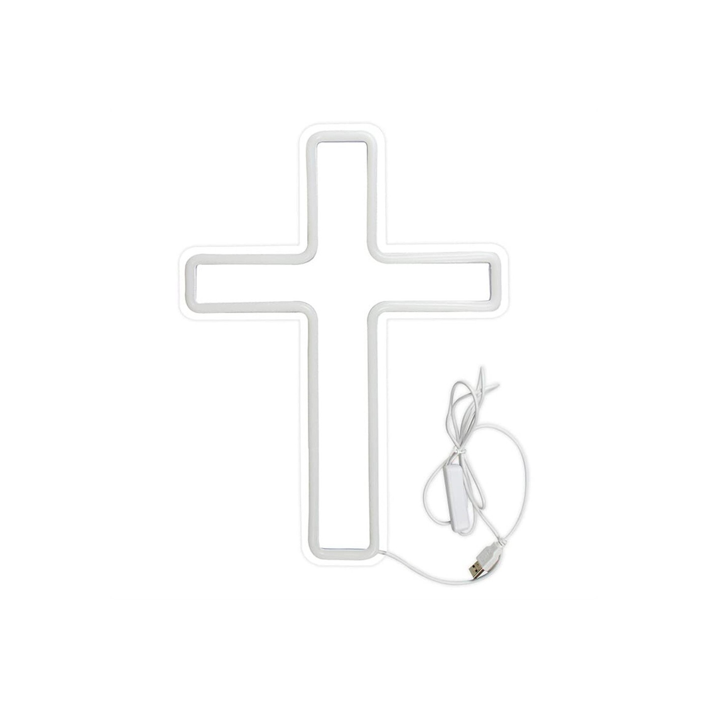 LED Kors Cross Neonskylt USB-driven dimbar Lampa Dekoration för Kyrka och Fest