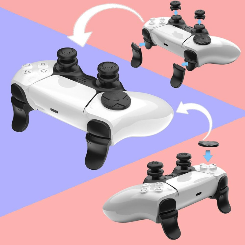 Til Playstation 5 PS5 Controller Tommelfingergreb Sticks L2 R2 Trigger Extender + D - pad - knapsæt