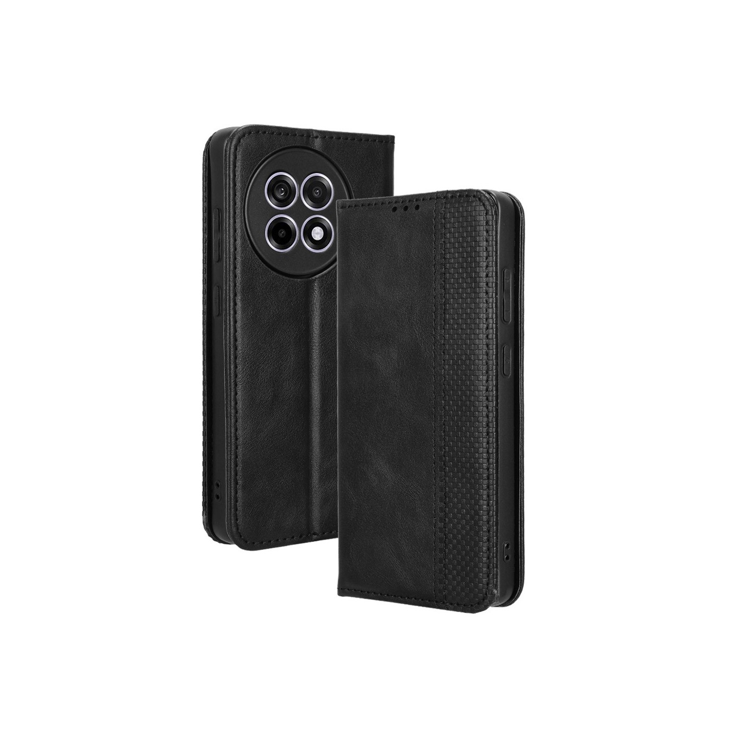 For OnePlus 13R Case Wallet Case Cover Phone Case Retro - Black