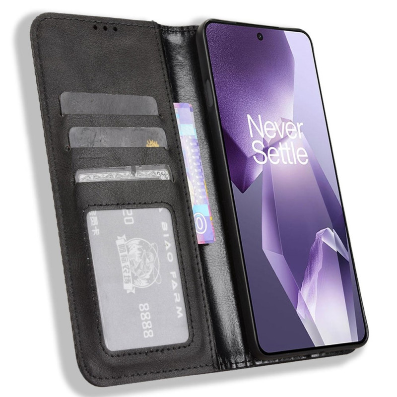 OnePlus 13R Case Wallet Suojakuorelle Puhelinkotelo Retro - Musta
