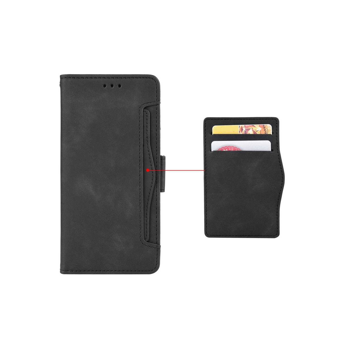 For OnePlus 13R Case Wallet Case Cover Phone Case Extra Cards - Black