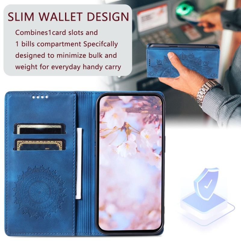 For Samsung Galaxy S25 Wallet Case Cover Shell Mandala Flower Pattern