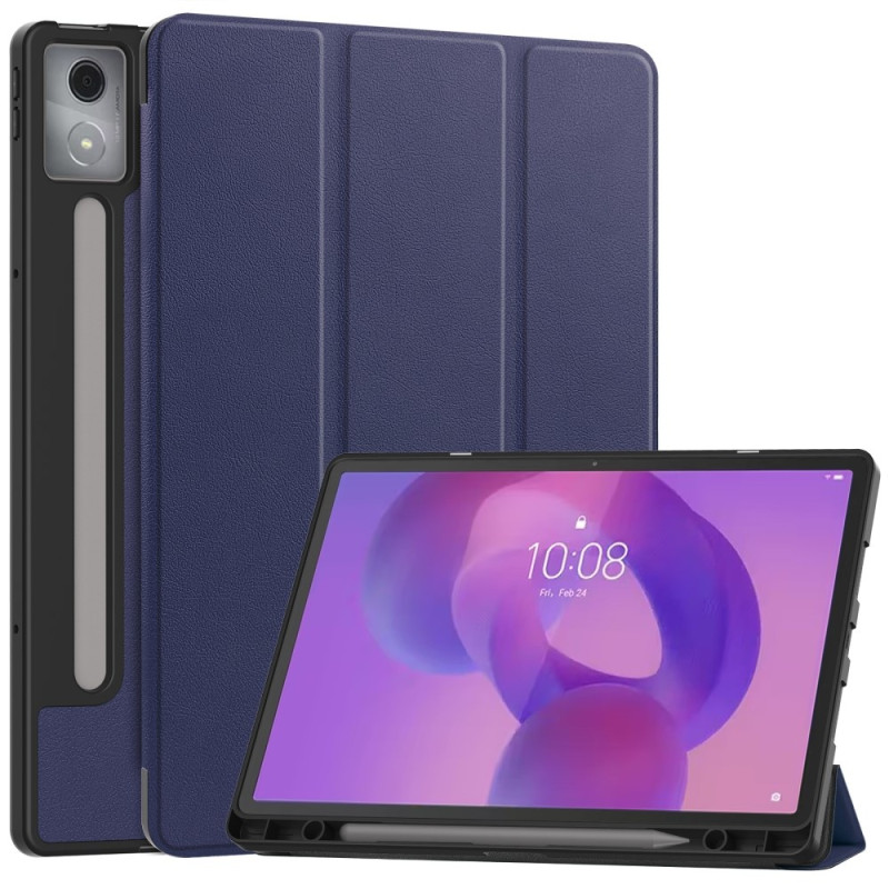 For Lenovo Idea Tab Pro Case Tri-Fold Stand Cover with Pen Holder - Dark blue