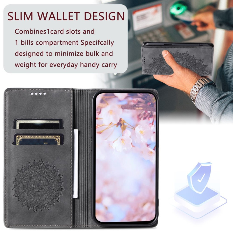 Til Samsung Galaxy S25 tegnebogscover Cover Shell Mandala Blomstermønster