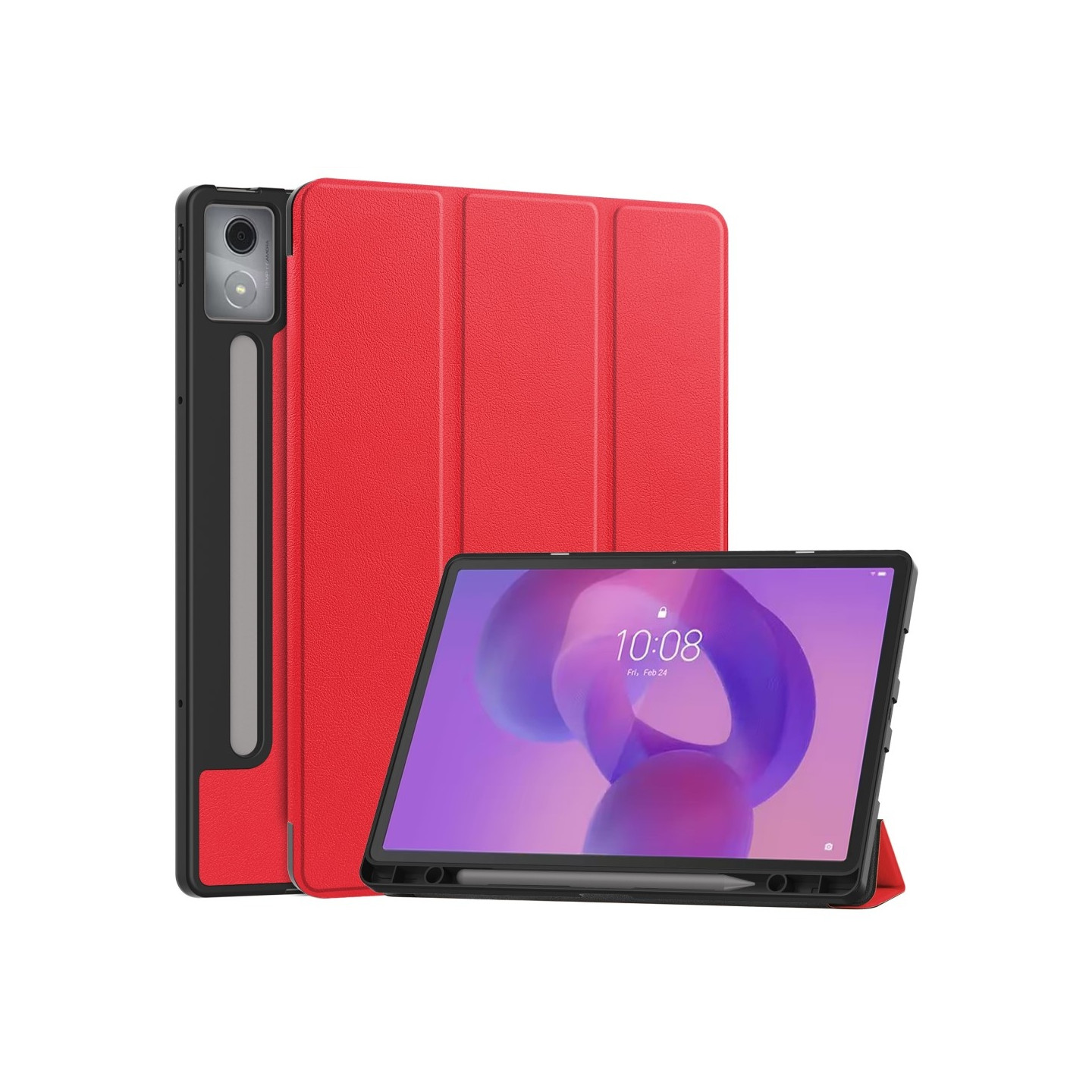 Lenovo Idea Tab Pro Case Tri-Fold jalustan suojus kynätelineellä - Punainen