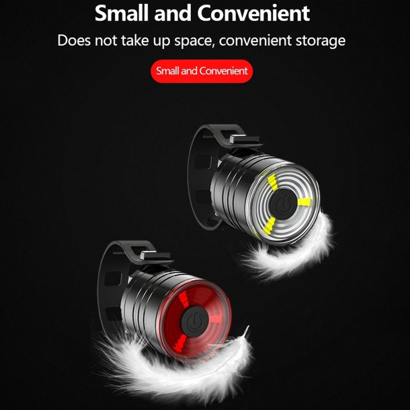 Cykellys Lys Cykelhjelm LED for/baglygte Vandtæt - Rød