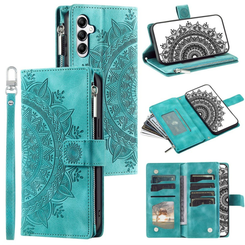 For Samsung Galaxy A56 Wallet Case Cover Shell Mandala Flower Pattern - Mint