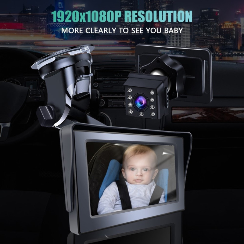 4.3" HD 1080P Car Monitor Camera for Rear Facing Baby Seat Wide Angle Infrared Camera