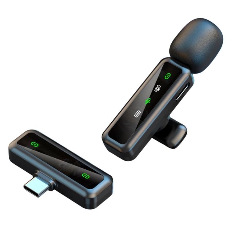 Langaton Lavalier-mikrofonin kohinanvaimennus 1 lähetin + 1 vastaanotin - USB-C-liitin